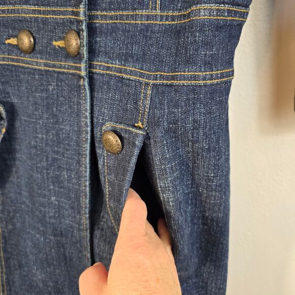 Vintage Paris Blues Denim Coat Women's S Double Breasted Bell Sleeve Y2K Boho - Picture 4 of 12